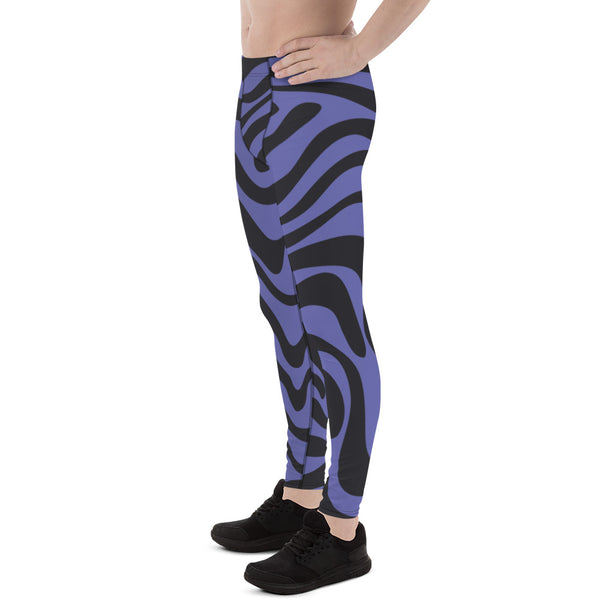 Purple Black Animal Striped Meggings, Sexy Meggings Men's Workout Gym Tights Leggings, Men's Compression Tights Pants - Made in USA/ EU/ MX (US Size: XS-3XL) 