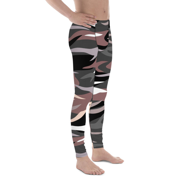 Pink Green Camouflaged Men's Leggings, Army Camouflage Military Print Premium Quality Designer Print Sexy Meggings Men's Workout Gym Tights Leggings, Men's Compression Tights Pants - Made in USA/ EU/ MX (US Size: XS-3XL) 