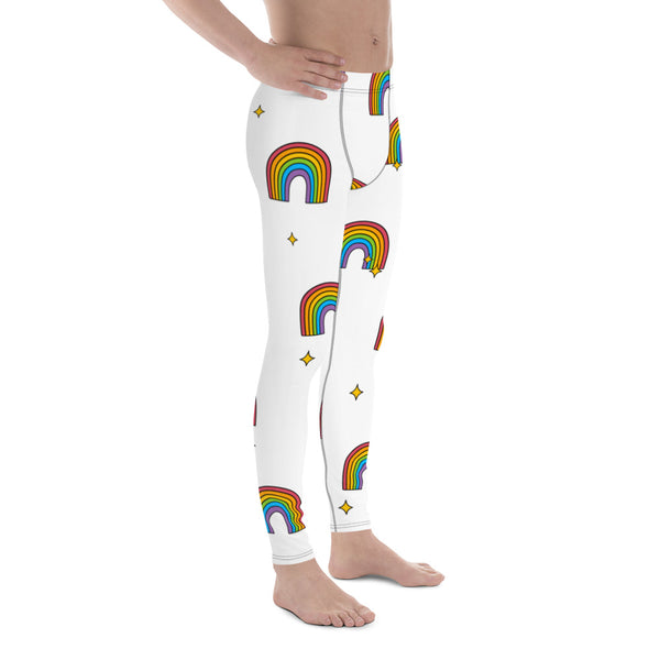 Rainbow Pride Meggings, Best Gay Pride Best Designer Print Sexy Meggings Men's Workout Gym Tights Leggings, Men's Compression Tights Pants - Made in USA/ EU/ MX (US Size: XS-3XL) Rainbow Flag Mens Leggings Gay Pride Meggings, Rainbow Pride Striped Meggings Leggings for Men From Pride Collection, Pride Outfits