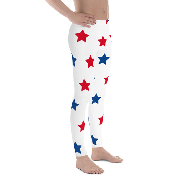July 4th American Flag Style Meggings, Festive US National Holiday Best High Quality Designer Print Sexy Meggings Men's Workout Gym Tights Leggings, Men's Compression Tights Pants - Made in USA/ EU/ MX (US Size: XS-3XL) American Flag Leggings Independence Day Leggings USA Flag, Men's Leggings - America Print Meggings, USA Flag 4th of July Legging