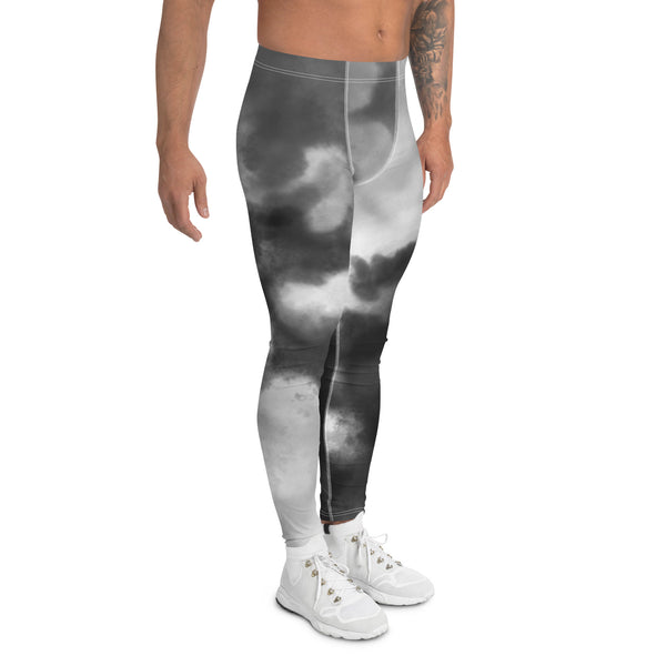 Grey White Tie Dye Meggings, Tie Dye Party Men's Tights, Best High Quality Designer Print Sexy Meggings Men's Workout Gym Tights Leggings, Men's Compression Tights Pants - Made in USA/ EU/ MX (US Size: XS-3XL) Tie Dye Festival Meggings, Tie Dye Workout Party Leggings Outfits 