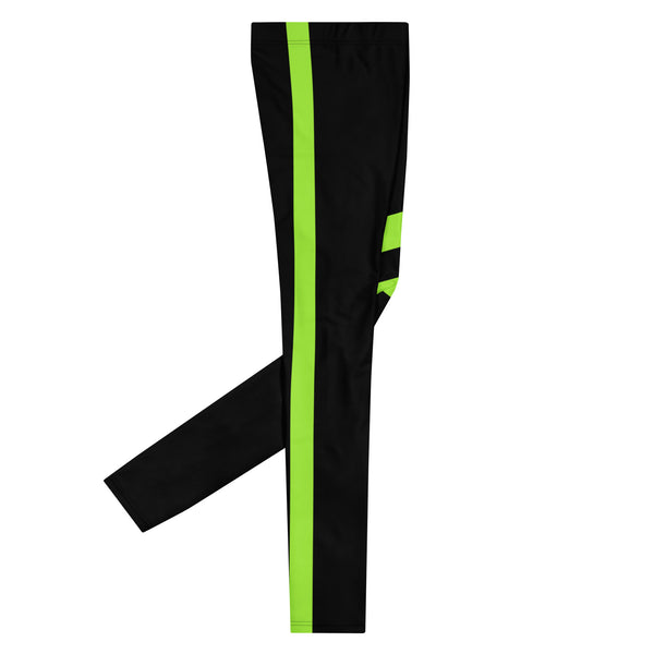 Neon Green Best Men's Leggings, Neon Green and Black Striped Designer Print Sexy Meggings Men's Workout Gym Tights Leggings, Men's Compression Tights Pants - Made in USA/ EU/ MX (US Size: XS-3XL)&nbsp;