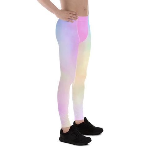 Pastel Pink Abstract Men's Leggings, Abstract Designer Print Sexy Meggings Men's Workout Gym Tights Leggings, Men's Compression Tights Pants - Made in USA/ EU/ MX (US Size: XS-3XL) 