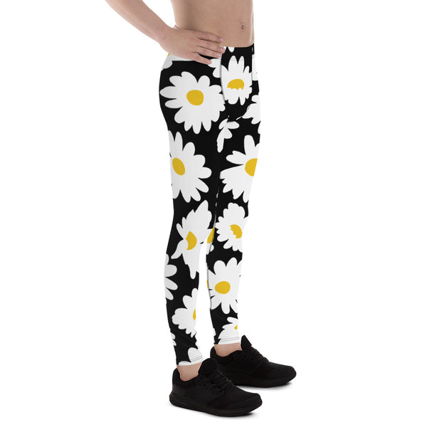 Black White Daisies Men's Leggings