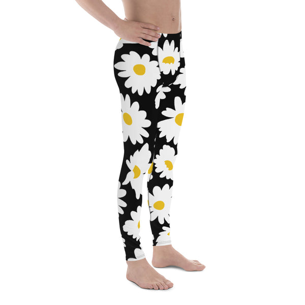 Black White Daisies Men's Leggings