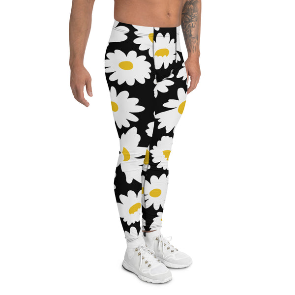 Black White Daisies Men's Leggings