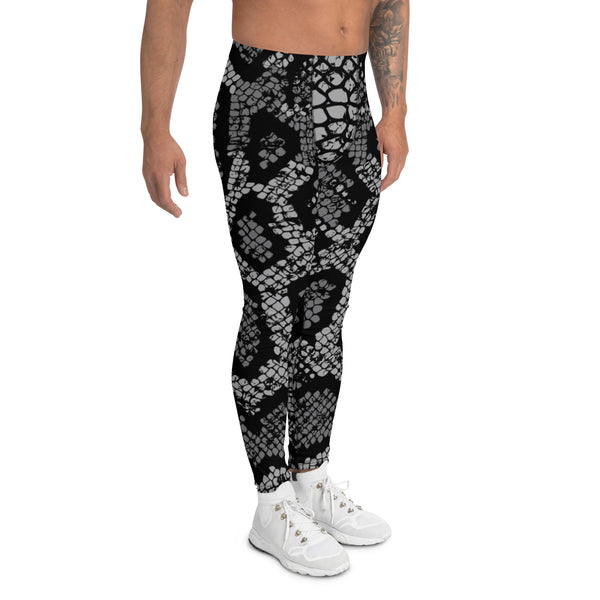 Black Snake Print Men's Leggings