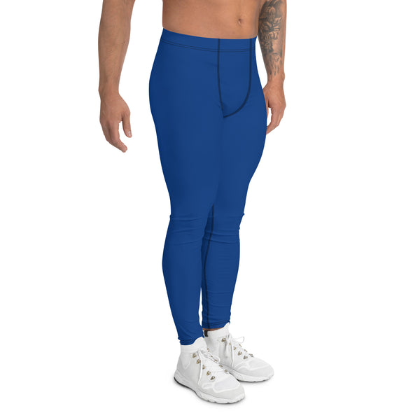 Navy Blue Solid Color Meggings, Navy Blue Solid Color Print Premium Classic Elastic Comfy Men's Leggings Fitted Tights Pants - Made in USA/EU (US Size: XS-3XL) Spandex Meggings Men's Workout Gym Tights Leggings, Compression Tights, Kinky Fetish Men Pants