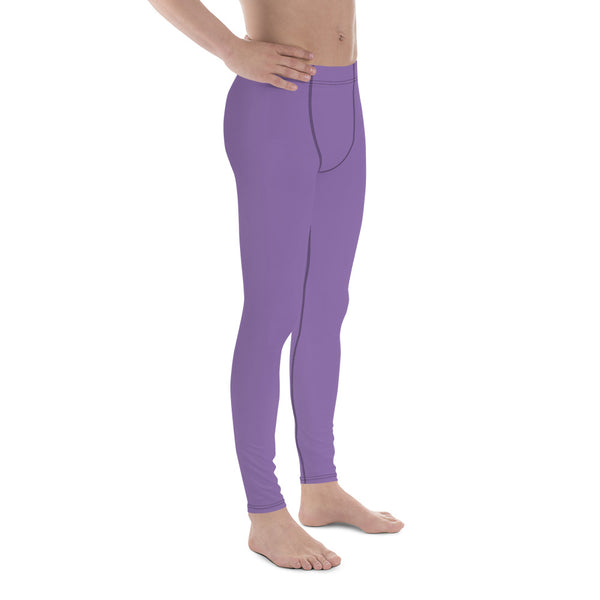 Lavender Purple Color Men's Leggings, Solid Purple Color Print Sexy Meggings Men's Workout Gym Tights Leggings, Men's Compression Tights Pants - Made in USA/ EU/ MX (US Size: XS-3XL) 