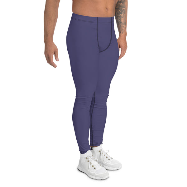 Dark Purple Color Men's Leggings, Solid Purple Color Print Sexy Meggings Men's Workout Gym Tights Leggings, Men's Compression Tights Pants - Made in USA/ EU/ MX (US Size: XS-3XL) 