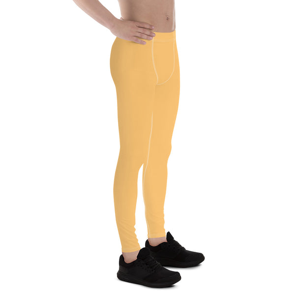 Pale Orange Color Meggings, Solid Orange Color Print Sexy Meggings Men's Workout Gym Tights Leggings, Men's Compression Tights Pants - Made in USA/ EU/ MX (US Size: XS-3XL) 
