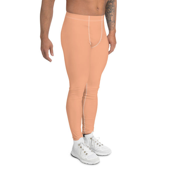 Baby Pink Nude Meggings, Solid Pink Color Premium Quality Best Designer Men's Leggings - Made in USA/EU/MX
