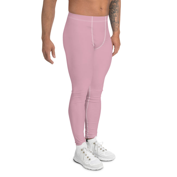 Pale Pink Color Meggings, Solid Ballet Pink Color Premium Quality Best Designer Men's Leggings - Made in USA/EU/MX
