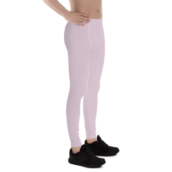 Light Pastel Pink Color Meggings, Solid Pink Color Print Premium Classic Elastic Comfy Men's Leggings Fitted Tights Pants - Made in USA/MX/EU (US Size: XS-3XL) Spandex Meggings Men's Workout Gym Tights Leggings, Compression Tights, Kinky Fetish Men Pants