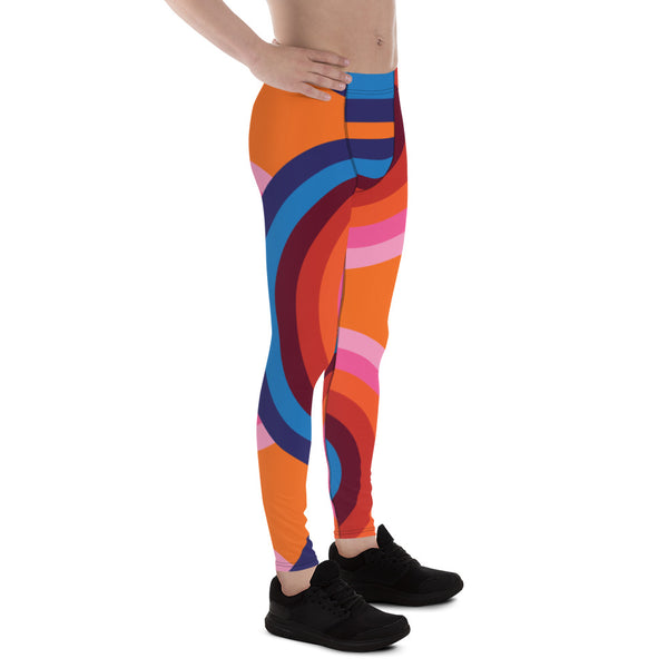 Orange Retro Style Men's Leggings