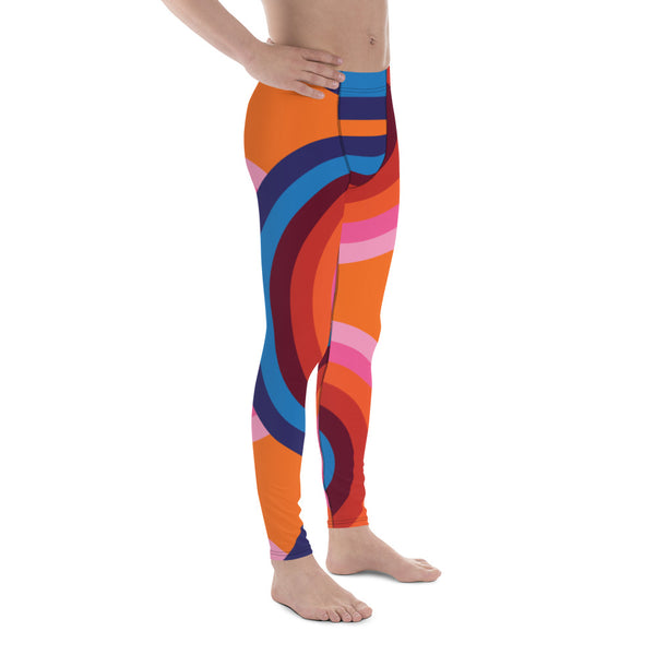 Orange Retro Style Men's Leggings