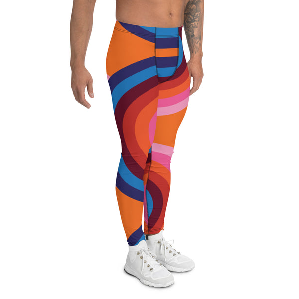 Orange Retro Style Men's Leggings