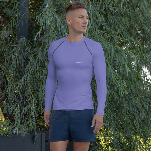 Pastel Purple Color Men's Top, Purple Soli Color Best Men's Rash Guard UPF 50+ Long Sleeves Fitted Designer Polyester Spandex Moisture-Wicking Four Way Stretch Elastic Sportswear For Water Sports Wear - Made in USA/EU/MX (US Size: XS-3XL)