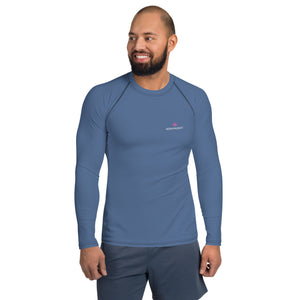 Gray Solid Color Men's Top, Best Men's Rash Guard UPF 50+ Long Sleeves Fitted Designer Polyester Spandex Moisture-Wicking Four Way Stretch Elastic Sportswear For Water Sports Wear - Made in USA/EU/MX (US Size: XS-3XL)