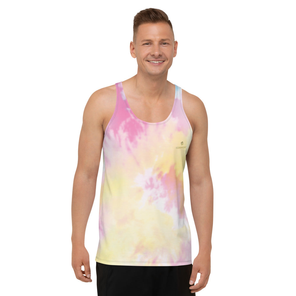 Pink Tie Dye Tank Top, Abstract Men's or Women's Premium Unisex Artistic Modern Best Premium Unisex Men's/ Women's Stylish Premium Quality Men's Unisex Tank Top - Made in USA/ Europe/ Mexico (US Size: XS-2XL)