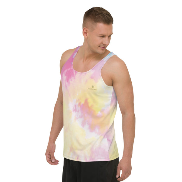Pink Tie Dye Tank Top, Abstract Men's or Women's Premium Unisex Artistic Modern Best Premium Unisex Men's/ Women's Stylish Premium Quality Men's Unisex Tank Top - Made in USA/ Europe/ Mexico (US Size: XS-2XL)