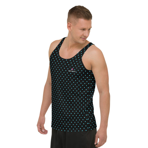 Blue Polka Dots Tank Top, Unisex Classic Dotted Tanks, Modern Best Premium Unisex Men's/ Women's Stylish Premium Quality Men's Unisex Tank Top - Made in USA/ Europe/ Mexico (US Size: XS-2XL)