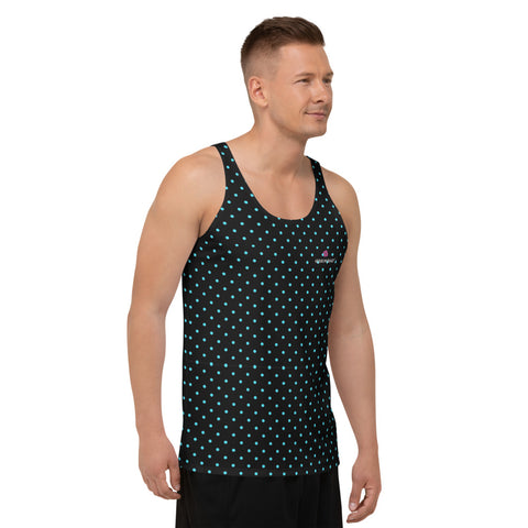 Blue Polka Dots Tank Top, Unisex Classic Dotted Tanks, Modern Best Premium Unisex Men's/ Women's Stylish Premium Quality Men's Unisex Tank Top - Made in USA/ Europe/ Mexico (US Size: XS-2XL)