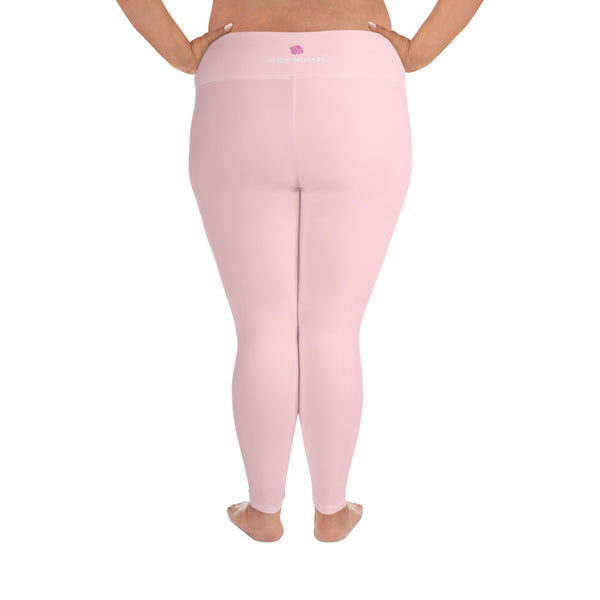 Light Pink Women's Tights, Best Solid Color Women's Leggings Plus Size, Women's Yoga Pants Long Plus Size Leggings - Made in USA/EU (US Size: 2XL-6XL)