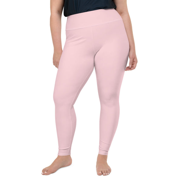 Light Pink Women's Tights, Best Solid Color Women's Leggings Plus Size, Women's Yoga Pants Long Plus Size Leggings - Made in USA/EU (US Size: 2XL-6XL)