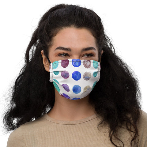 Blue Polka Dots Face Mask - Heidikimurart Limited 