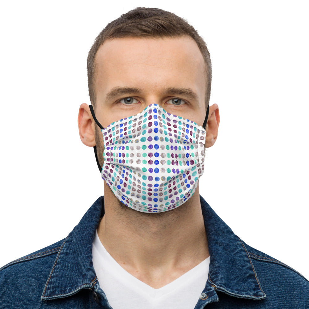 Blue Polka Dots Face Mask, Designer Face Covers - Heidikimurart Limited 
