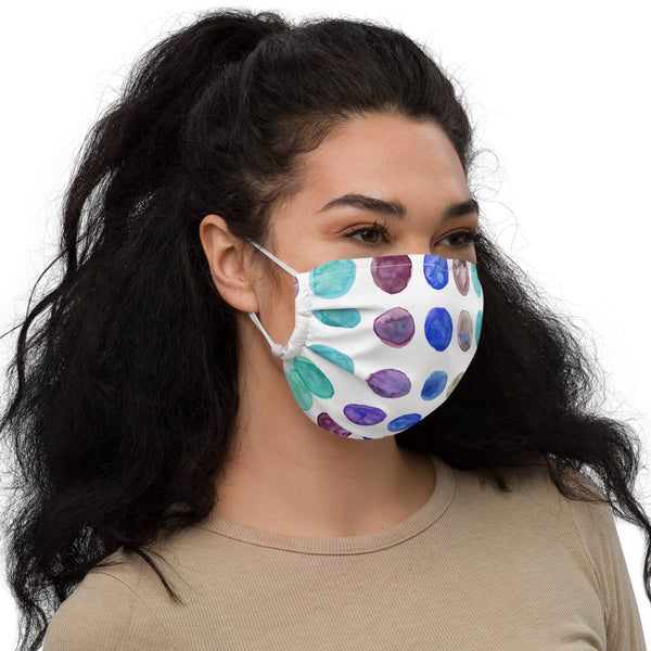 Blue Polka Dots Face Mask - Heidikimurart Limited 