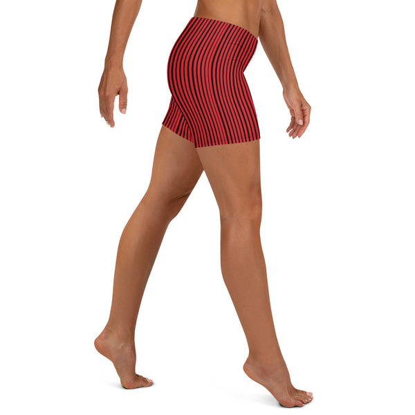 Black White Striped Women's Shorts-Heidikimurart Limited -Heidi Kimura Art LLCBlack White Striped Women's Shorts, Best Vertical Stripes Designer Women's Elastic Stretchy Shorts Short Tights -Made in USA/EU/MX (US Size: XS-3XL) Plus Size Available, Gym Tight Pants, Pants and Tights, Womens Shorts, Short Yoga Pants 