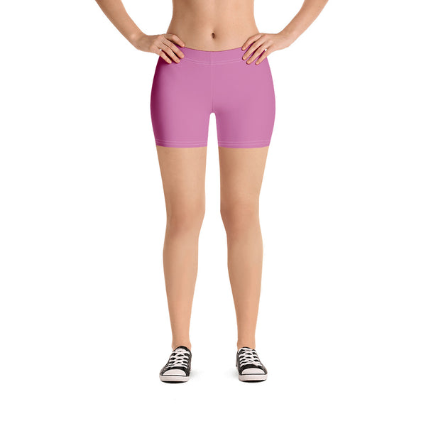 Shorts-Heidikimurart Limited -XS-Heidi Kimura Art LLC Pink Solid Color Women's Shorts, Cute Pastel Light Pink Modern Basic Designer Women's Elastic Stretchy Shorts Short Tights -Made in USA/EU/MX (US Size: XS-3XL) Plus Size Available, Gym Tight Pants, Pants and Tights, Womens Shorts, Short Yoga Pants