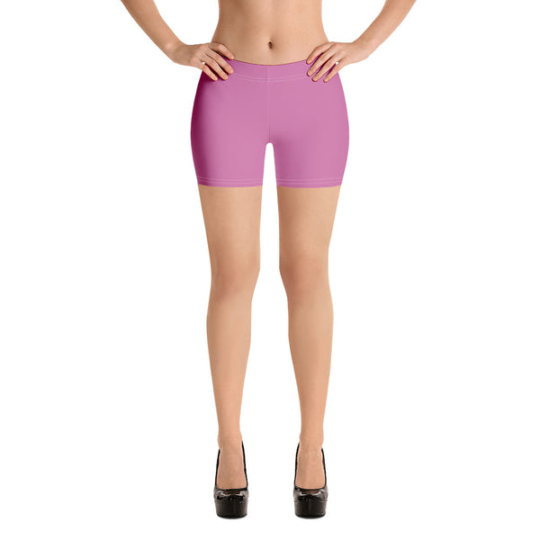 Shorts-Heidikimurart Limited -Heidi Kimura Art LLC Pink Solid Color Women's Shorts, Cute Pastel Light Pink Modern Basic Designer Women's Elastic Stretchy Shorts Short Tights -Made in USA/EU/MX (US Size: XS-3XL) Plus Size Available, Gym Tight Pants, Pants and Tights, Womens Shorts, Short Yoga Pants
