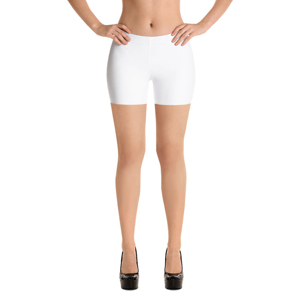 Solid White Women's Shorts-Heidikimurart Limited -Heidi Kimura Art LLC Solid White Women's Shorts, Titanium White Essential Designer Women's Elastic Stretchy Shorts Short Tights -Made in USA/EU/MX (US Size: XS-3XL) Plus Size Available, Gym Tight Pants, Pants and Tights, Womens Shorts, Short Yoga Pants
