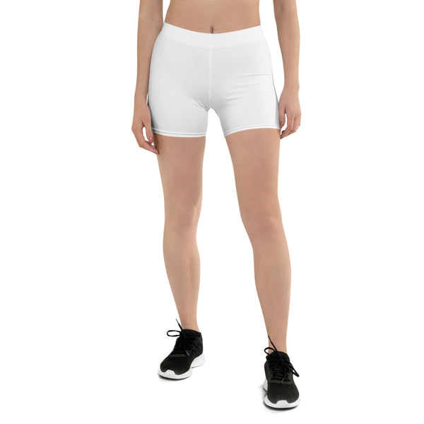 Solid White Women's Shorts-Heidikimurart Limited -Heidi Kimura Art LLCSolid White Women's Shorts, Titanium White Essential Designer Women's Elastic Stretchy Shorts Short Tights -Made in USA/EU/MX (US Size: XS-3XL) Plus Size Available, Gym Tight Pants, Pants and Tights, Womens Shorts, Short Yoga Pants 
