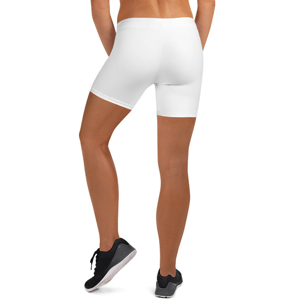 Solid White Women's Shorts-Heidikimurart Limited -Heidi Kimura Art LLC Solid White Women's Shorts, Titanium White Essential Designer Women's Elastic Stretchy Shorts Short Tights -Made in USA/EU/MX (US Size: XS-3XL) Plus Size Available, Gym Tight Pants, Pants and Tights, Womens Shorts, Short Yoga Pants
