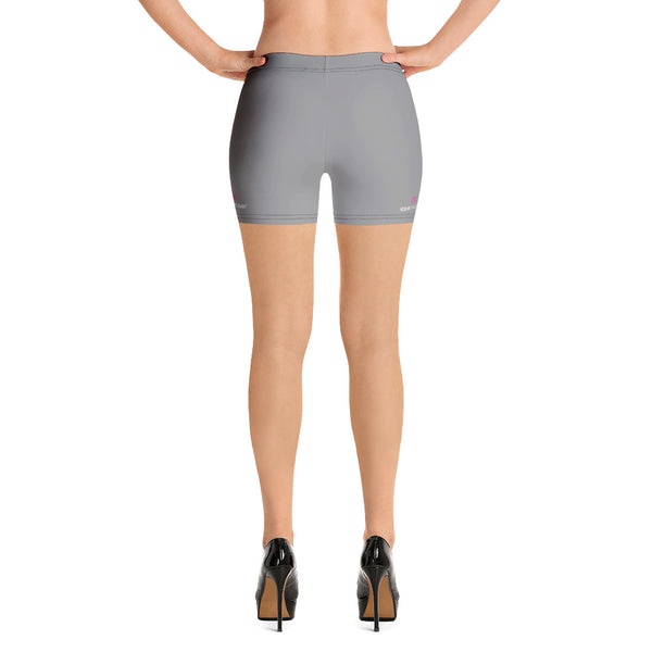 Light Grey Women's Designer Shorts, Pastel Gray Solid Color Modern Essentials Designer Women's Elastic Stretchy Shorts Short Tights -Made in USA/EU/MX (US Size: XS-3XL) Plus Size Available, Tight Pants, Pants and Tights, Womens Shorts, Short Yoga Pants