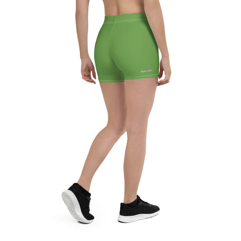 Green Women's Designer Shorts, Light Green Bright Gym Ladies' Solid Color Modern Essentials Designer Women's Elastic Stretchy Shorts Short Tights -Made in USA/EU/MX (US Size: XS-3XL) Plus Size Available, Tight Pants, Pants and Tights, Womens Shorts, Short Yoga Pants