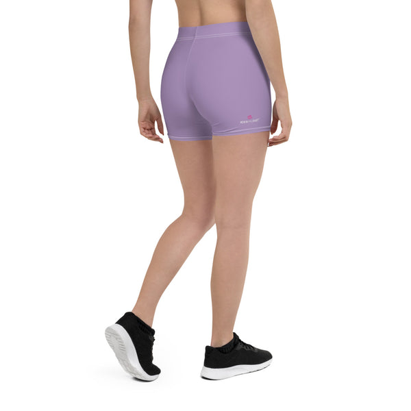Pastel Purple Women's Shorts, Light Purple Solid Color Modern Essentials Designer Women's Elastic Stretchy Shorts Short Tights -Made in USA/EU/MX (US Size: XS-3XL) Plus Size Available, Tight Pants, Pants and Tights, Womens Shorts, Short Yoga Pants