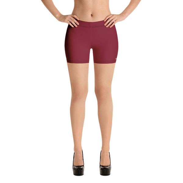 Wine Solid Color Women's Shorts, Red Modern Women's Elastic Stretchy Shorts Short Tights -Made in USA/EU/MX (US Size: XS-3XL) Plus Size Available, Tight Pants, Pants and Tights, Womens Shorts, Short Yoga Pants