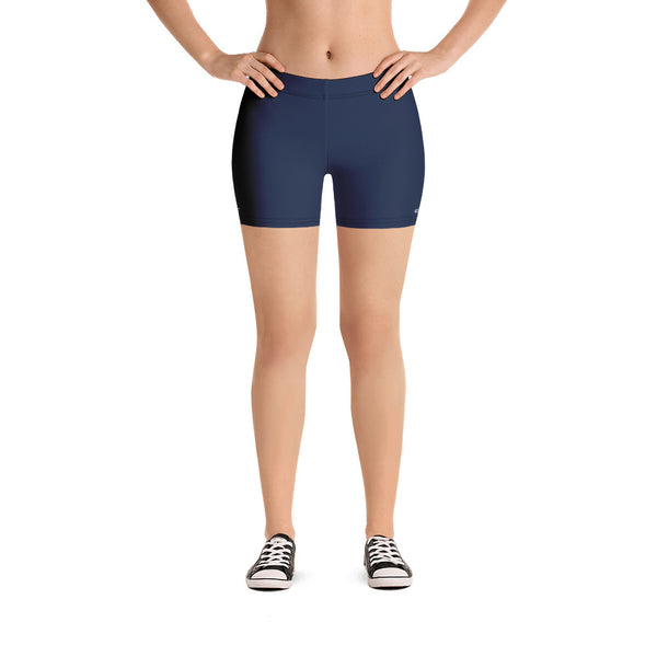 Navy Blue Solid Color Shorts, Dark Blue Modern Essential Solid Color Modern Essentials Designer Women's Elastic Stretchy Shorts Short Tights -Made in USA/EU/MX (US Size: XS-3XL) Plus Size Available, Tight Pants, Pants and Tights, Womens Shorts, Short Yoga Pants