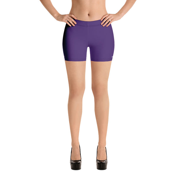 Purple Women's Shorts, Solid Color Purple Women's Elastic Stretchy Shorts Short Tights -Made in USA/EU/MX (US Size: XS-3XL) Plus Size Available, Tight Pants, Pants and Tights, Womens Shorts, Short Yoga Pants