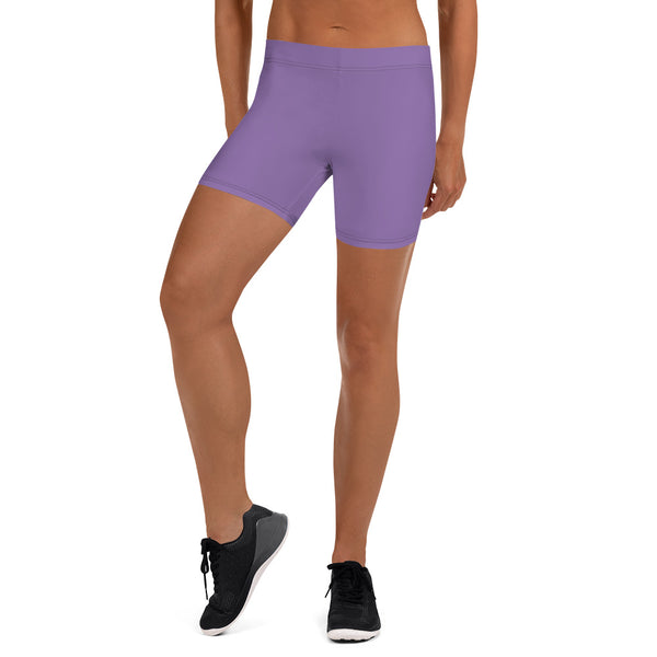 Pastel Purple Women's Shorts, Solid Color Light Purple Modern Essentials Designer Women's Elastic Stretchy Shorts Short Tights -Made in USA/EU/MX (US Size: XS-3XL) Plus Size Available, Tight Pants, Pants and Tights, Womens Shorts, Short Yoga Pants