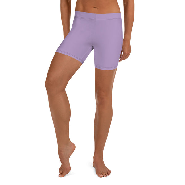 Pastel Purple Women's Shorts, Solid Color Modern Essentials Designer Women's Elastic Stretchy Shorts Short Tights -Made in USA/EU/MX (US Size: XS-3XL) Plus Size Available, Tight Pants, Pants and Tights, Womens Shorts, Short Yoga Pants