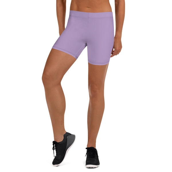 Pastel Purple Women's Shorts, Solid Color Modern Essentials Designer Women's Elastic Stretchy Shorts Short Tights -Made in USA/EU/MX (US Size: XS-3XL) Plus Size Available, Tight Pants, Pants and Tights, Womens Shorts, Short Yoga Pants