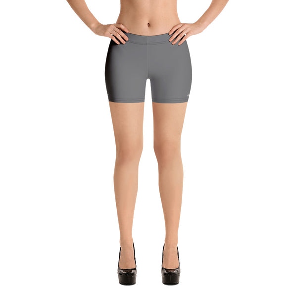 Grey Women's Designer Shorts, Gray Solid Color Modern Essentials Designer Women's Elastic Stretchy Shorts Short Tights -Made in USA/EU/MX (US Size: XS-3XL) Plus Size Available, Tight Pants, Pants and Tights, Womens Shorts, Short Yoga Pants