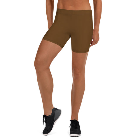 Brown Color Women's Gym Shorts, Earth Brown Solid Color Modern Essentials Designer Women's Elastic Stretchy Shorts Short Tights -Made in USA/EU/MX (US Size: XS-3XL) Plus Size Available, Tight Pants, Pants and Tights, Womens Shorts, Short Yoga Pants