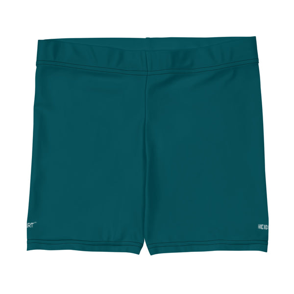 Teal Blue Women's Shorts, Solid Color Designer Blue Women's Elastic Stretchy Shorts Short Tights -Made in USA/EU/MX (US Size: XS-3XL) Plus Size Available, Tight Pants, Pants and Tights, Womens Shorts, Short Yoga Pants